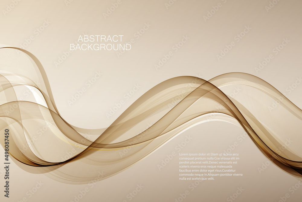 Poster light brown abstract background. a stream of wavy lines on a light brown background. abstract wave b
