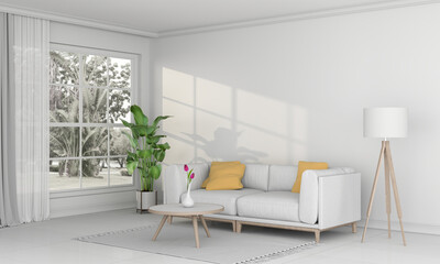 interior living room with sofa. 3D render
