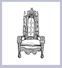 Hand drawn sketch style vintage armchair isolated on white background. Vector illustration.