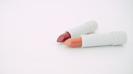 Lipsticks on the white background