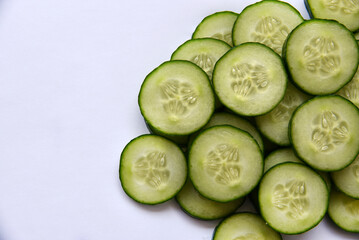 Fresh pickled cucumber on a white plate