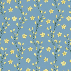 Seamless vector floral summer pattern background. Vector textures with yellow flowers on a light background