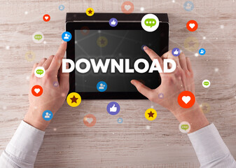 Close-up of a touchscreen, social media concept