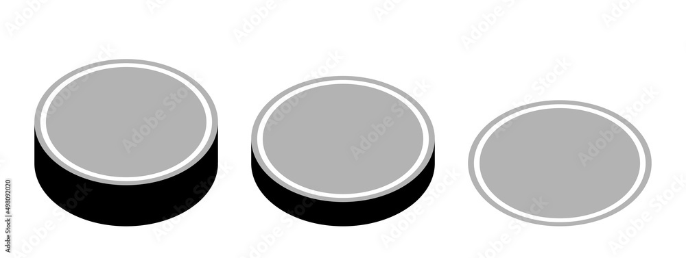 Poster monochrome push button badge icon set in 3d style perspective view. vector image.