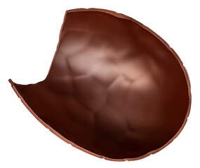 Crushed Chocolate Easter egg isolated on white background, close up. Sweet egg for holidays.
