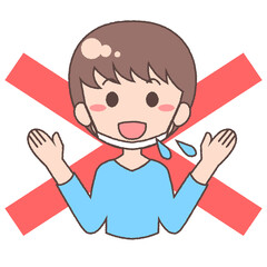 マスクをせず話す男性_バツ