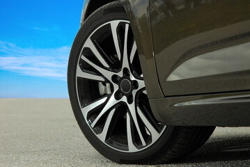 Tire and alloy wheel on this passenger car