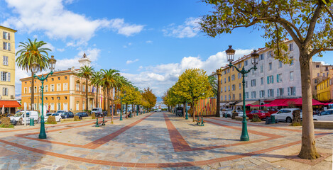 Central square Foca in  Ajaccio, Corsica island, France