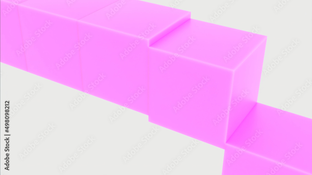 Poster cubes rising in row. design. 3d squares rise alternately. squares move in row on white background. c