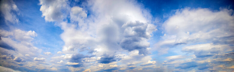 Panorama of blue sky with white clouds