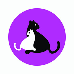 two cats circle vector logo 