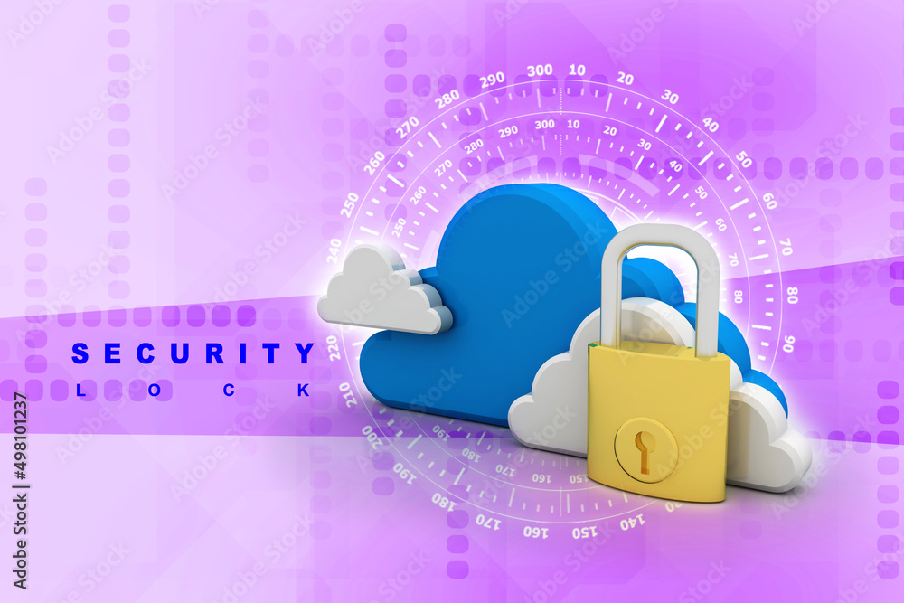 Poster 3d rendering cloud computing, security