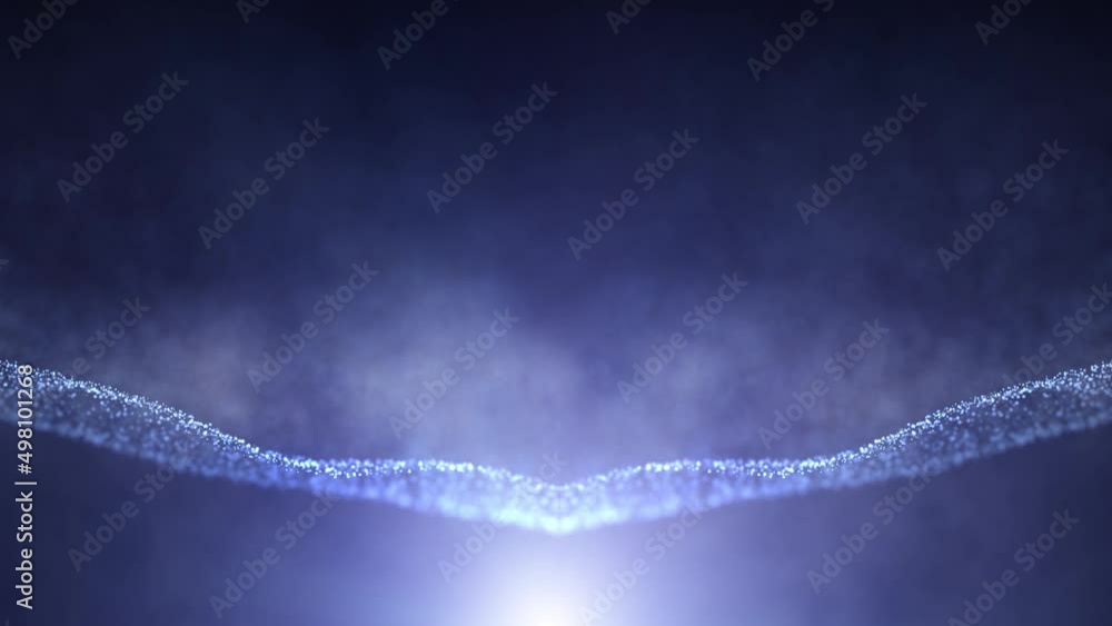 Poster slow moving dotted wavy detailed symmetry lines on dark blue shiny copy space background seamless lo