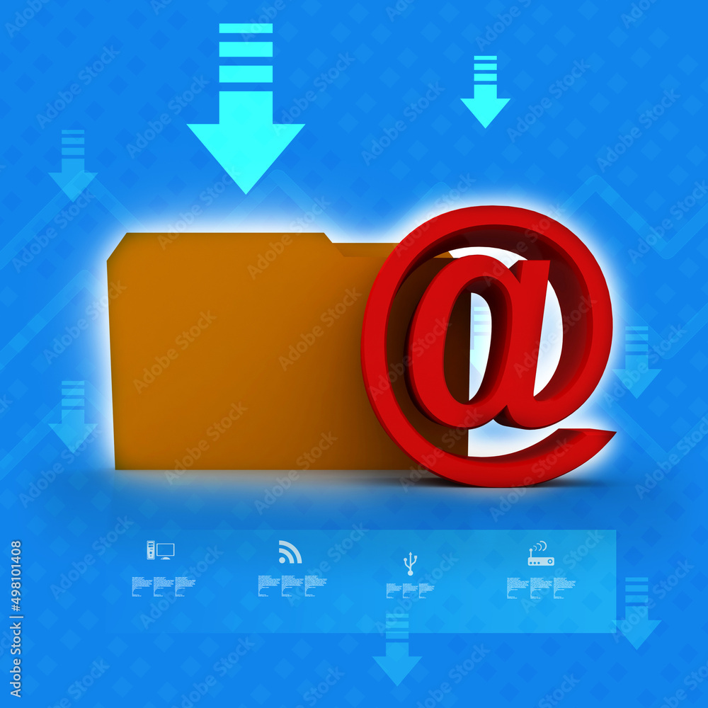 Poster 3d rendering folder icon email