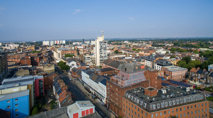 Fototapeta na wymiar aerial view of Kingston upon Hull city centre, George Street, Jameson Street 