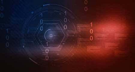 Obraz premium 2d illustration abstract digital binary data on computer screen