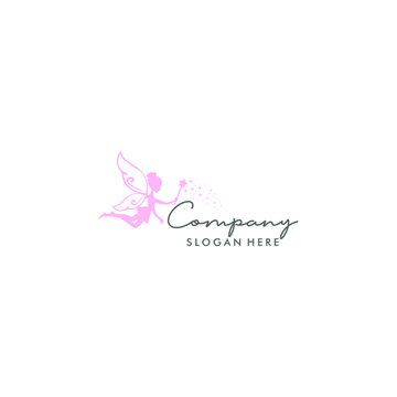 Sweet pink magic fairy logo