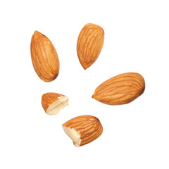 Almonds are broken into small pieces, Almond isolated on white background