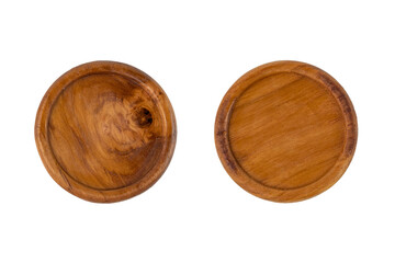 rubber wood coaster isolated on white background with clipping path