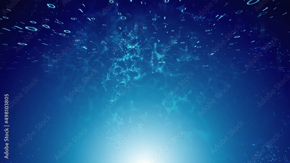 Poster looping grunge blue digital blue binary data network animation.