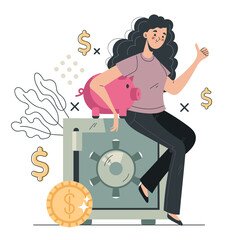 Keep finance money safe concept. Vector flat graphic design cartoon illustration