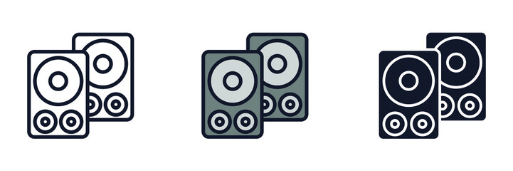 Speaker, Music System, Sound System icon symbol template for graphic and web design collection logo vector illustration