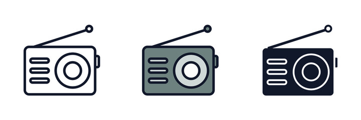 radio icon symbol template for graphic and web design collection logo vector illustration - obrazy, fototapety, plakaty