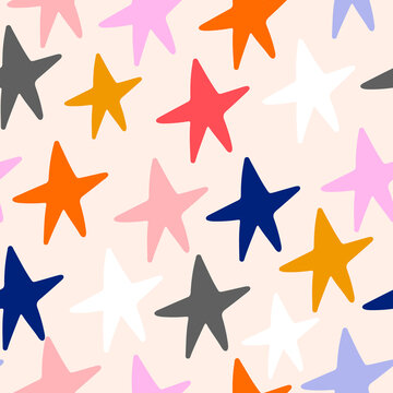 Seamless abstract pattern with colourful stars. Creative  texture for fabric, wrapping, textile, wallpaper, apparel. Vector illustration
