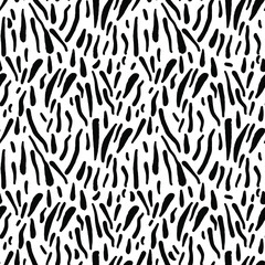 Seamless pattern with hand drawn black brush strokes on white background. Creative artistic modern texture for fabric, wrapping, textile, wallpaper, apparel. Vector illustration