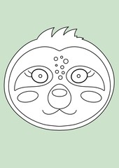 animal line illustration with colorful background for kids printable design