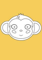 animal line illustration with colorful background for kids printable design