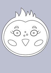 animal line illustration with colorful background for kids printable design