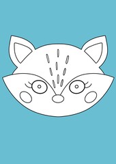 animal line illustration with colorful background for kids printable design