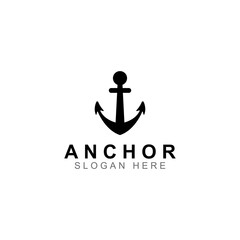 Logo and anchor symbol design vector illustration template.