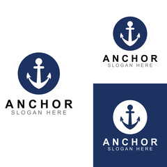 Logo and anchor symbol design vector illustration template.