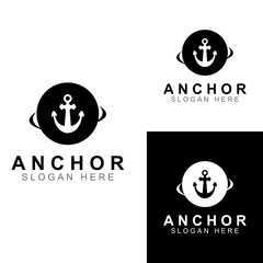 Logo and anchor symbol design vector illustration template.