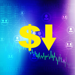 2d rendering Dollar symbol with down arrow
