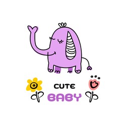 Cute elephant. Cartoon elephant for nursery. Vector illustration