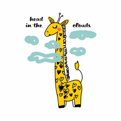 Cute giraffe. Cartoon giraffe for nursery. Vector illustration