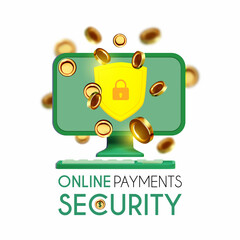 Online banking security. E-commerce protection. Mobile sales. E-money concept.