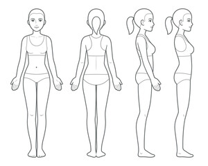Female body chart template - obrazy, fototapety, plakaty