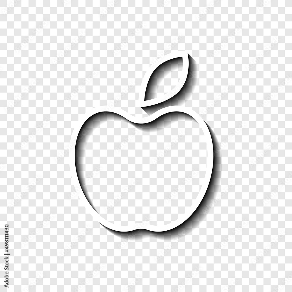 Poster apple simple icon vector. flat desing. white with shadow on transparent grid.ai