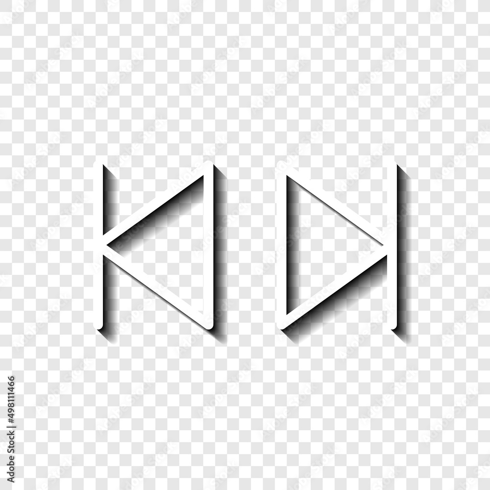 Poster back next musical simple icon. flat desing. white with shadow on transparent grid.ai