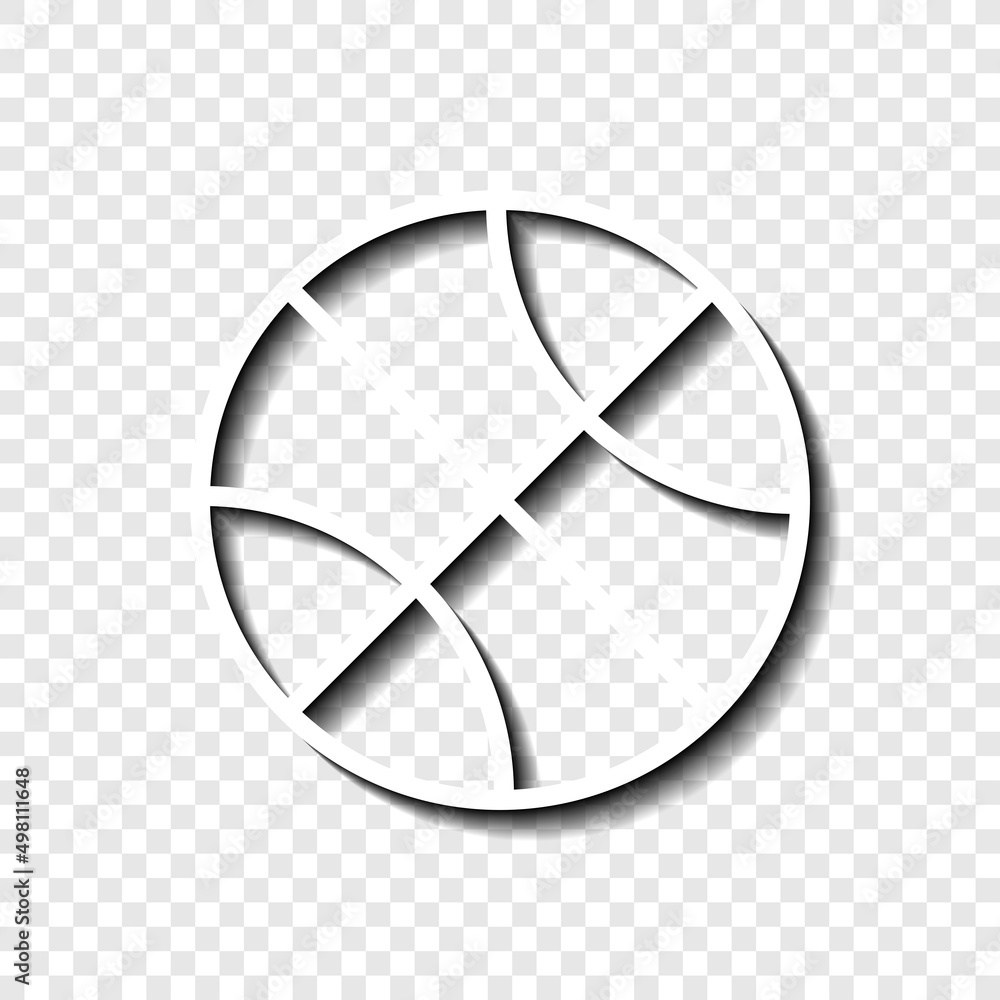 Poster basketball simple icon vector. flat desing. white with shadow on transparent grid.ai