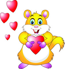 Cute Hamster Cartoon with hearts