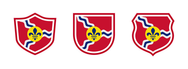 shields icon set with saint louis city flag isolated on white background. vector illustration	 - obrazy, fototapety, plakaty