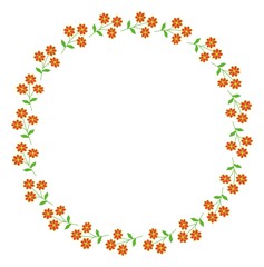Flowers round frame. Vector illustration in cartoon style