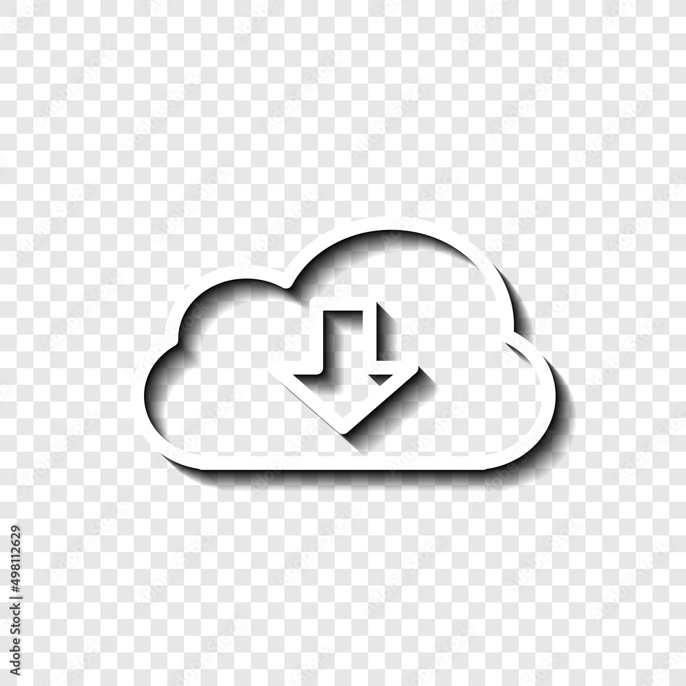 Poster download simple icon vector. flat desing. white with shadow on transparent grid.ai