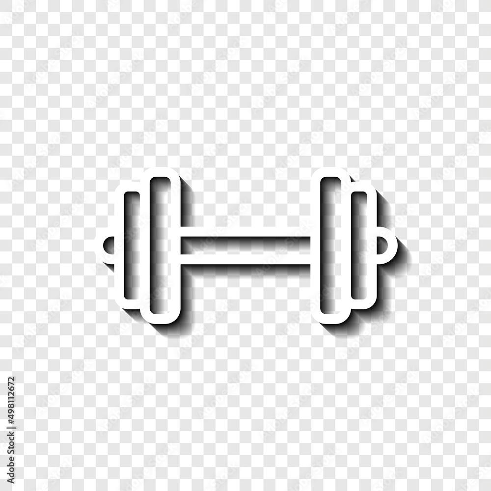 Poster dumbbell simple icon vector. flat desing. white with shadow on transparent grid.ai