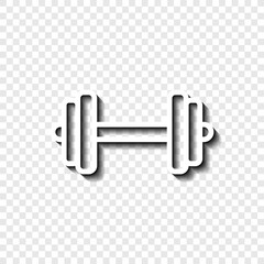 Dumbbell simple icon vector. Flat desing. White with shadow on transparent grid.ai